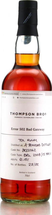 Thompson & Brothers 2008 TDL Error 502 Bad Gateway 13yo 61.15% 700ml