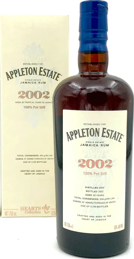 Appleton Estate 2002 Jamaica Hearts Collection 20yo 63% 750ml
