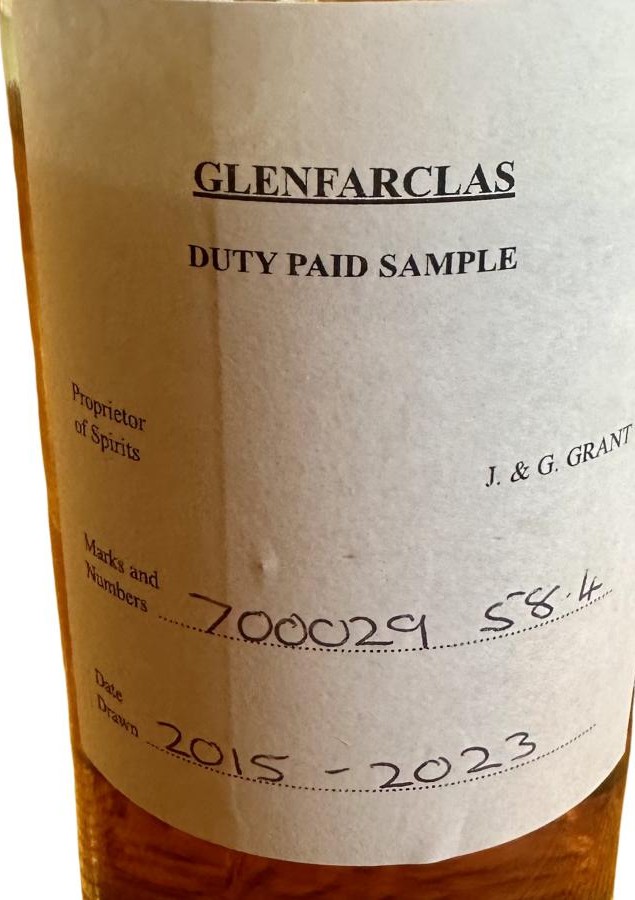 Glenfarclas 2015 Duty Paid Sample Sherry Hogshead 58.4% 500ml