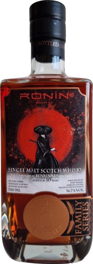 Benrinnes 2012 TSCL Family Series 1st Fill Ruby Port Barrel Ronin Whisky Co 56.7% 700ml