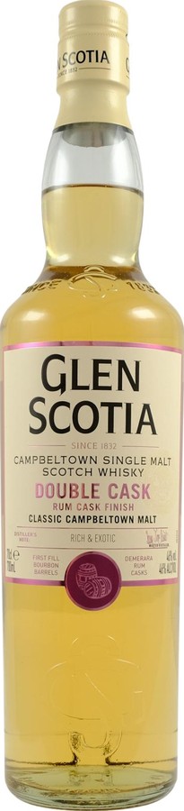 Glen Scotia Double Cask Rum Cask Finish Classic Campbeltown Malt FF Bourbon 8 Mnth Demerara Rum Barrel Finish 46% 700ml