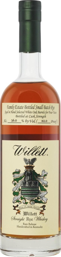 Willett 4yo Family Estate Bottled Small Batch Rye Charred New American Oak 56% 700ml