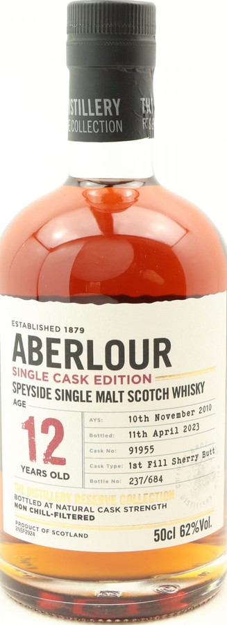 Aberlour 2010 The Distillery Reserve Collection 1st Fill Sherry Butt 62% 500ml