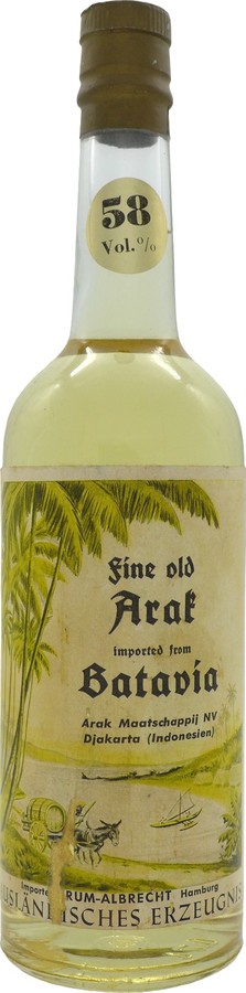 Rum Albrecht Arak Maatschappij NV Djakarta Indonesia fine old Arak 58% 700ml