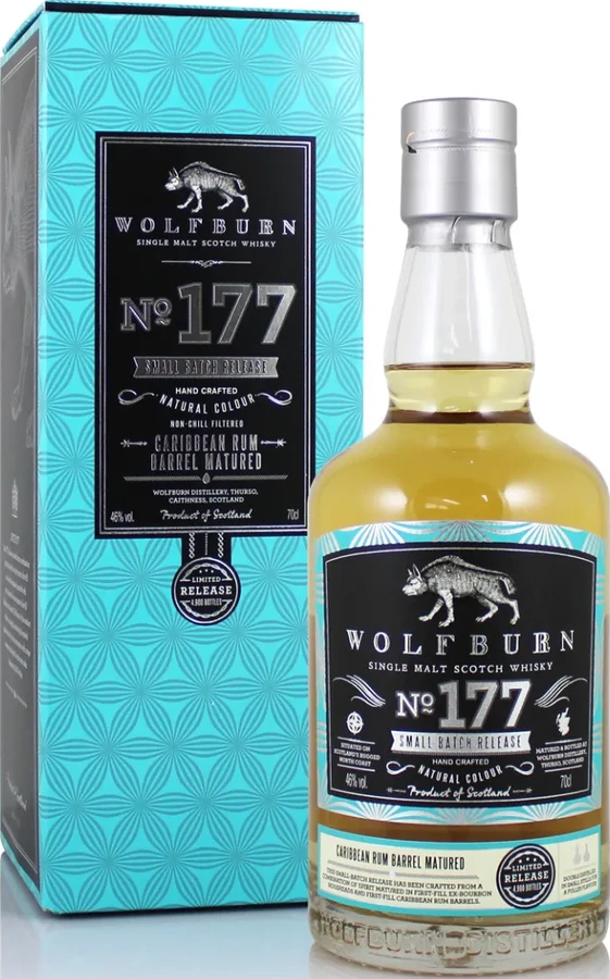 Wolfburn No. 177 Small Batch Release 1st-fill bourbon hogsheads & caribbean rum 46% 700ml