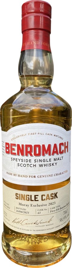 Benromach 2012 Single Cask 1st Fill Ex-Bourbon Barrel Moray Exclusive 2023 58.9% 700ml