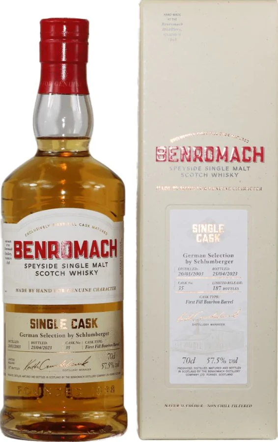 Benromach 2003 Single Cask 1st-Fill Bourbon Barrel German Selection by Schlumberger 57.5% 700ml