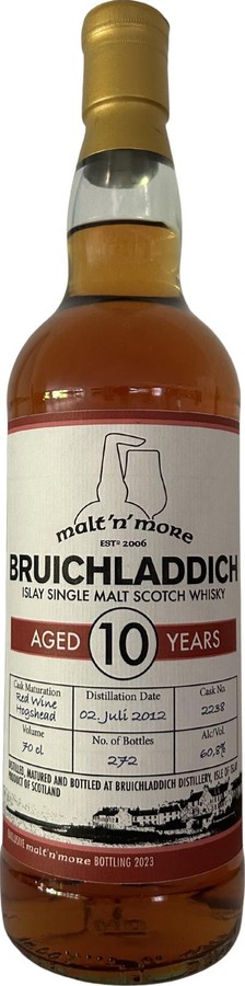 Bruichladdich 2012 Private Cask Bottling Red Wine Hogshead malt'n'more e.V 60.8% 700ml