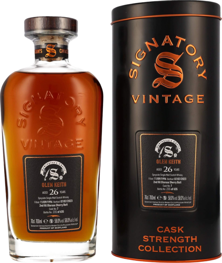 Glen Keith 1996 SV Cask Strength Collection 2nd fill Oloroso Sherry Butt 58% 700ml