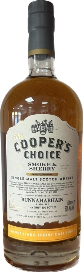Bunnahabhain Smoke & Sherry VM The Cooper's Choice Amontillado Sherry Cask Finish 52% 700ml