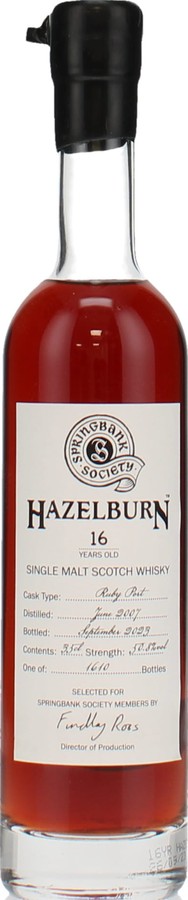 Hazelburn 2007 Society Bottling Bottled for Springbank Society Members 16yo 50.8% 350ml