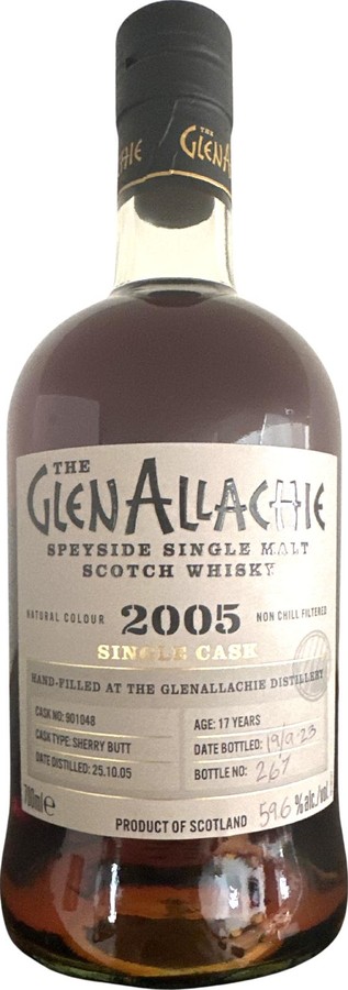 Glenallachie 2005 Handfilled at the Distillery Sherry Butt 59.6% 700ml