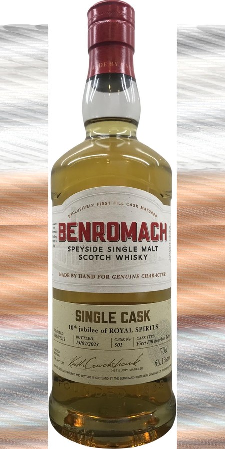 Benromach 2013 Single Cask 1st fill bourbon barrel 10th jubilee of Royal Spirits 60.1% 700ml