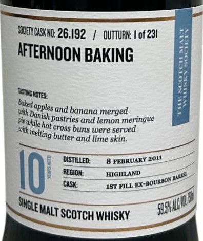 Clynelish 2011 SMWS 26.192 Afternoon baking 1st fill ex-bourbon barrel 59.5% 750ml