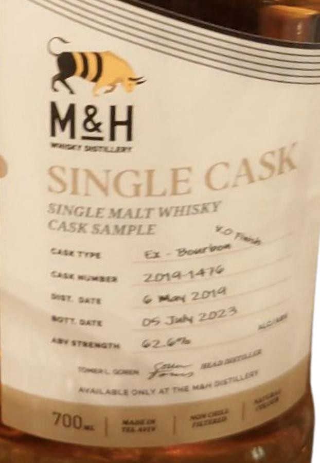 M&H 2019 Single Cask Cask Sample Ex Bourbon 62.6% 700ml
