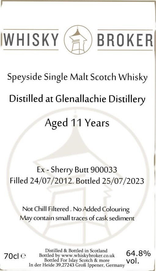 Glenallachie 2012 WhB Sherry Butt Islay Scotch & more 64.8% 700ml