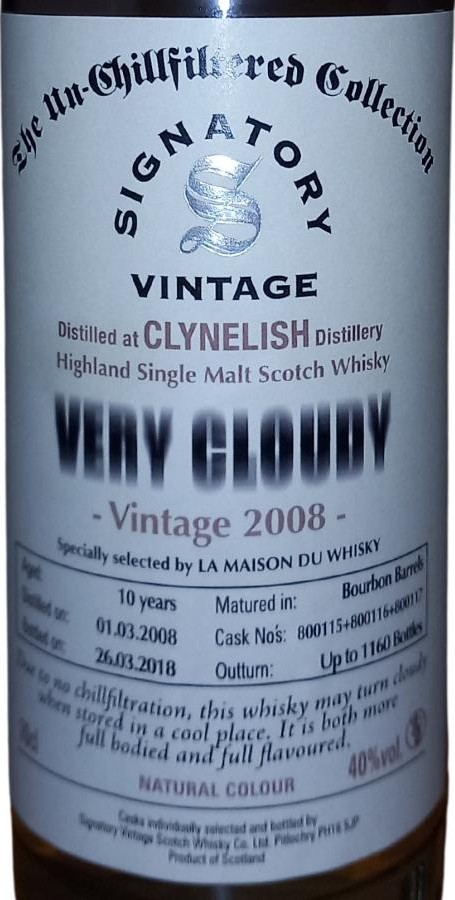 Clynelish 2008 SV Very Cloudy Bourbon Barrel LMDW 40% 700ml
