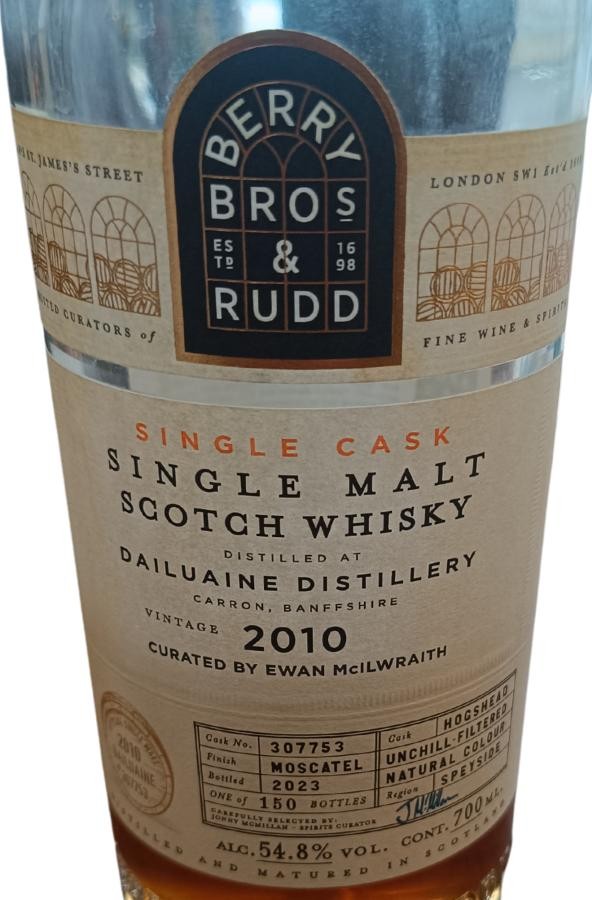 Dailuaine 2010 BR Single Cask Hogshead & Moscatel Finish Curated by Ewan McIlwraith Robertsons of Pitlochry 54.8% 700ml