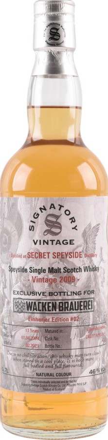 Secret Speyside 2009 SV Vintage Bourbon Hogshead Wacken Brauerei Exklusive 46% 700ml