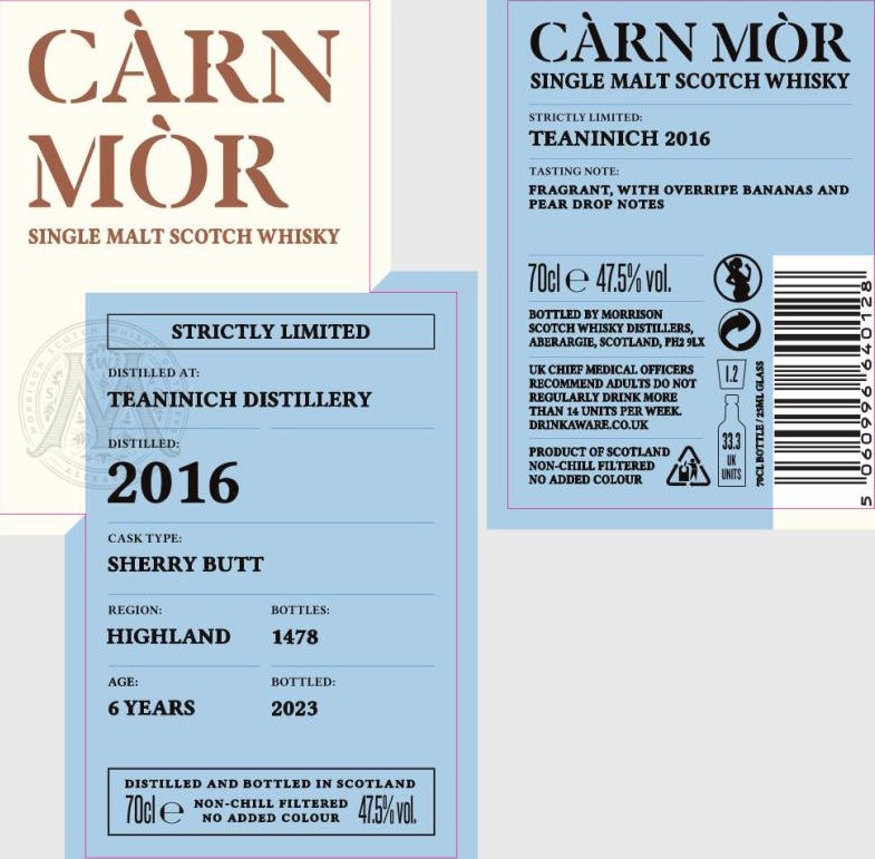 Teaninich 2016 MSWD Carn Mor Strictly Limited Sherry Butt 47.5% 700ml