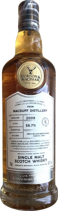 Macduff 2009 GM Connoisseurs Choice Cask Strength 1st Fill Bourbon Barrel 58.7% 700ml