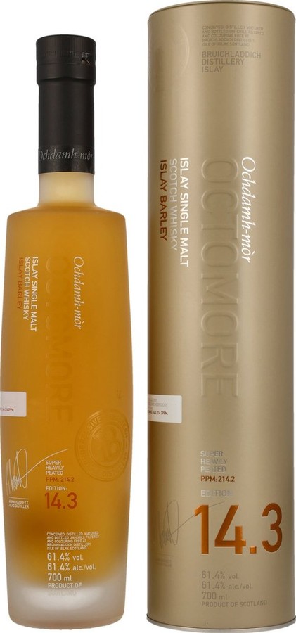 Octomore Edition 14.3 214.2 PPM The Impossible Equation 1st Fill Bourbon and 2nd Fill FOC 61.4% 700ml