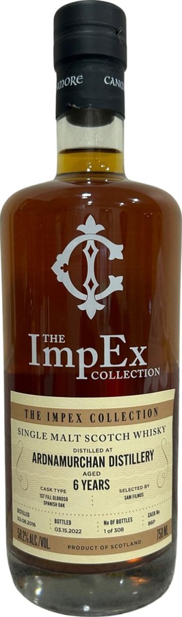 Ardnamurchan 2016 ImpEx The ImpEx Collection 1st Fill Oloroso Spanish Oak 58.2% 750ml