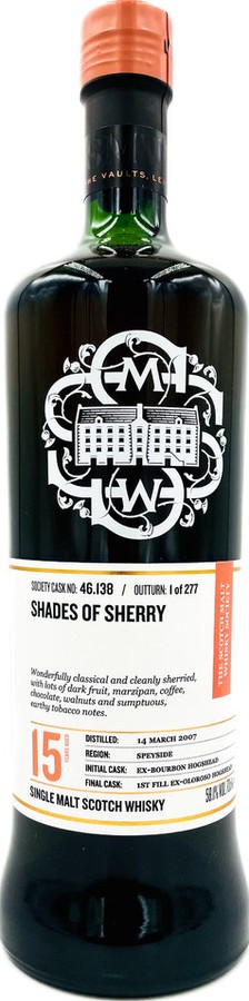 Glenlossie 2007 SMWS 46.138 Shades of sherry 1st Fill Ex-Oloroso Sherry Hogshead Finish 58.1% 700ml