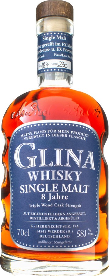 Glina Whisky 8yo Triple Wood Cask Strength Ex-Marsala Ex-Bordeaux Ex-Port 57.8% 700ml