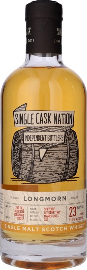 Longmorn 1999 JWC Single Cask Nation 2nd Fill Bourbon Hogshead Single Cask Nation 51.8% 700ml
