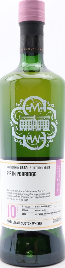 Ben Nevis 2012 SMWS 78.69 Pip in porridge 1st Fill Ex-Bourbon Hogshead 58.9% 700ml