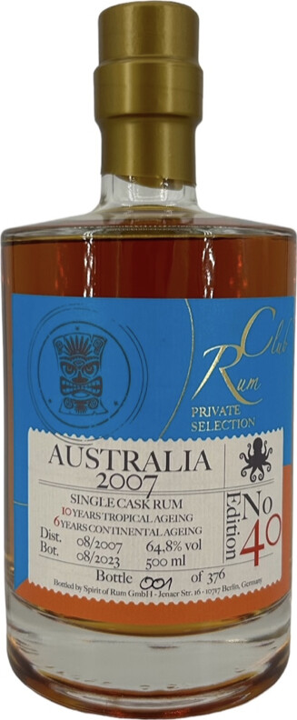 RumClub 2007 Beenleigh Australia Private Selection Edition no.40 16yo 64.8% 500ml