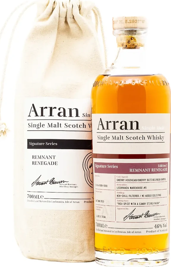 Arran Remnant Renegade The Signature Series Edition 1 Sherry Hogshead Sherry Butt & Bourbon Barrel 46% 700ml