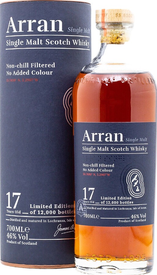 Arran 17yo 1st & 2nd Fill Sherry 1st Fill Bourbon 46% 700ml