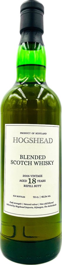 Blended Scotch Whisky 2005 Hhd Refill Butt 45.5% 700ml