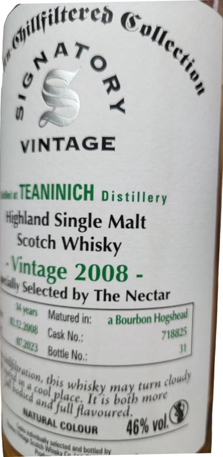 Teaninich 2008 SV The Un-Chillfiltered Collection bourbon hogshead the nectar 46% 700ml