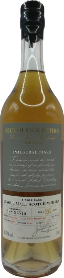 Ben Nevis 1996 UD Nickolls & Perks Inaugural Casks Refill hogshead 51.9% 700ml