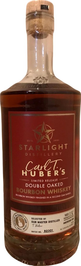 Starlight Distillery 4yo Carl T. Huber's Limited Release Double Oaked American Oak 51.5% 750ml