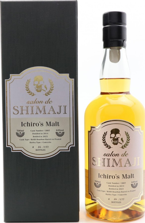 Chichibu 2014 Ichiro's Malt Refill Bourbon Barrel ex Peated salon de Shimaji 64% 700ml