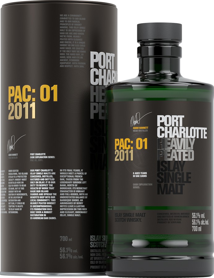 Port Charlotte PAC: 01 2011 Cask Exploration Series French Red Wine Finish 56.1% 700ml