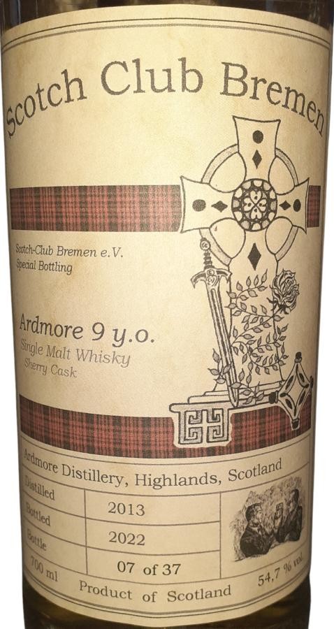 Ardmore 2013 UD Scotch-Club Bremen Sherry 54% 700ml