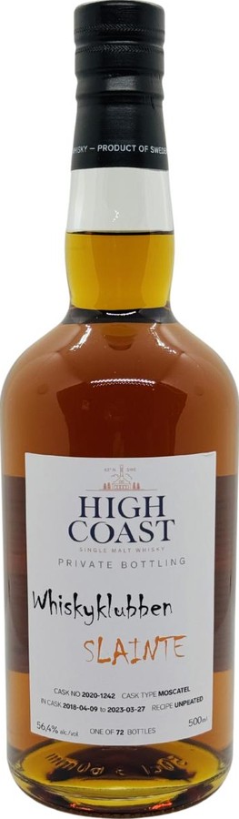 High Coast 2018 WSla Private Bottling Moscatel Whiskyklubben Slainte 56.4% 500ml