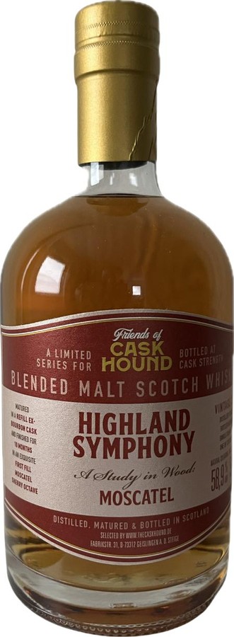 Highland Symphony 2013 TCaH Friends of Caskhound Bourbon + Finish 10 month 1st Fill Moscatel 58.9% 500ml