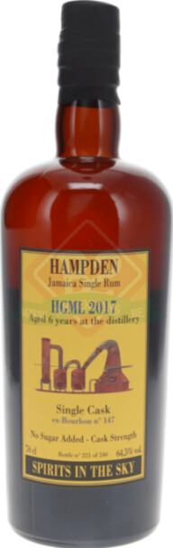 Habitation Velier 2017 Hampden HGML Jamaica ex-Bourbon Cask #147 Spirits in the Sky 6yo 64.5% 700ml