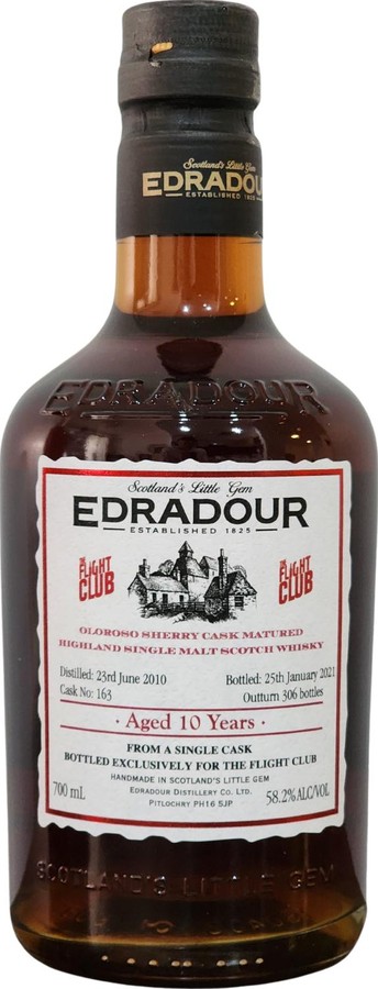 Edradour 2010 Oloroso Sherry Cask Matured 1st Fill ex-Oloroso Sherry Butt The Flight Club exclusively 58.2% 700ml