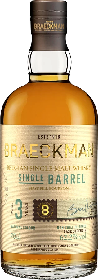 Braeckman Distillers 2020 Single Barrel Cask Strength 1st-Fill Bourbon 62.2% 700ml