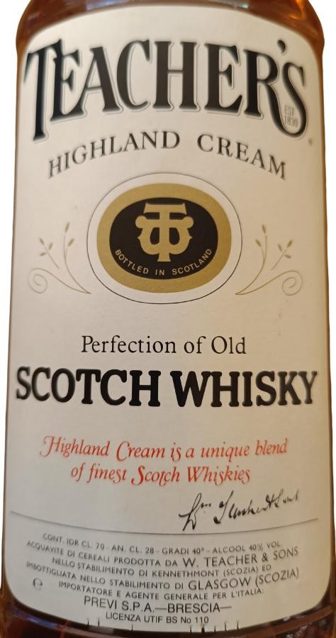Teacher's Highland Cream Perfection of Old Scotch Whisky Previ S.P.A. Brescia 40% 700ml