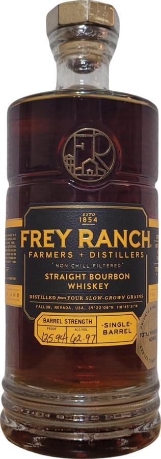 Frey Ranch Straight Bourbon Whisky Single Barrel Barrel Strength Charred New American Oak Total Wine & More 62.97% 750ml