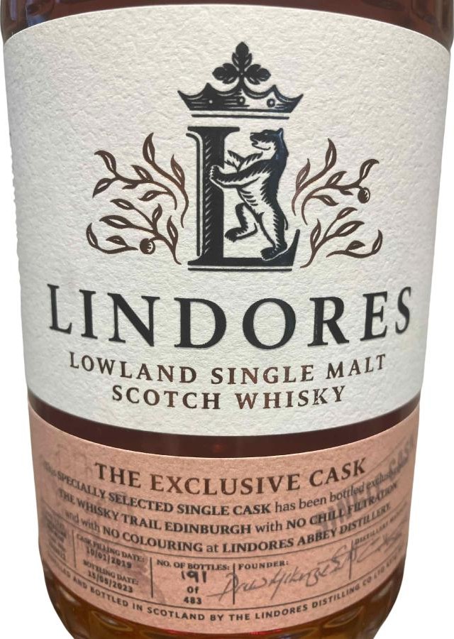 Lindores Abbey 2018 Exclusive Cask Australian Shiraz hogshead The Whisky Trail Edinburgh 50% 700ml