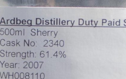 Ardbeg 2007 Duty Paid Sample Sherry 61.4% 700ml